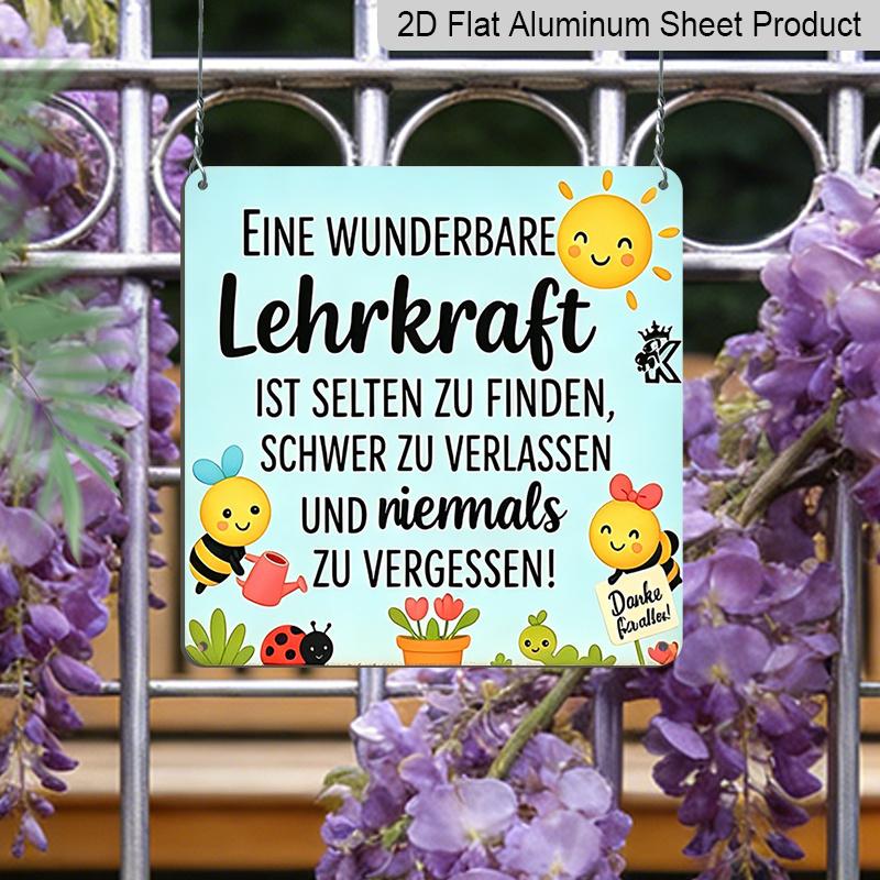 2D Flat, 1pc German Teacher's Day Metal Sign - Retro Lehrkraft Wall Decor Suitable for Classroom, Office, Library, Vintage German Plaque with