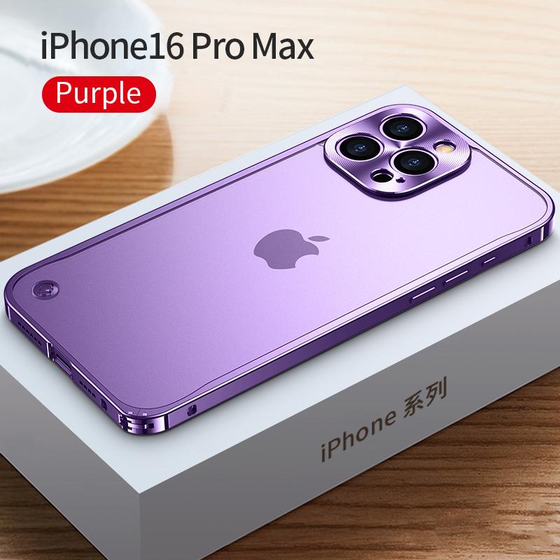 Coque de téléphone à cadre métallique Pour iPhone 17 11 12 13 14 15 16 Pro Max Alliage d'aluminium Protection Complète de l'Objectif Coque Arrière Métallique Plaqué Pour iPhone 13 mini