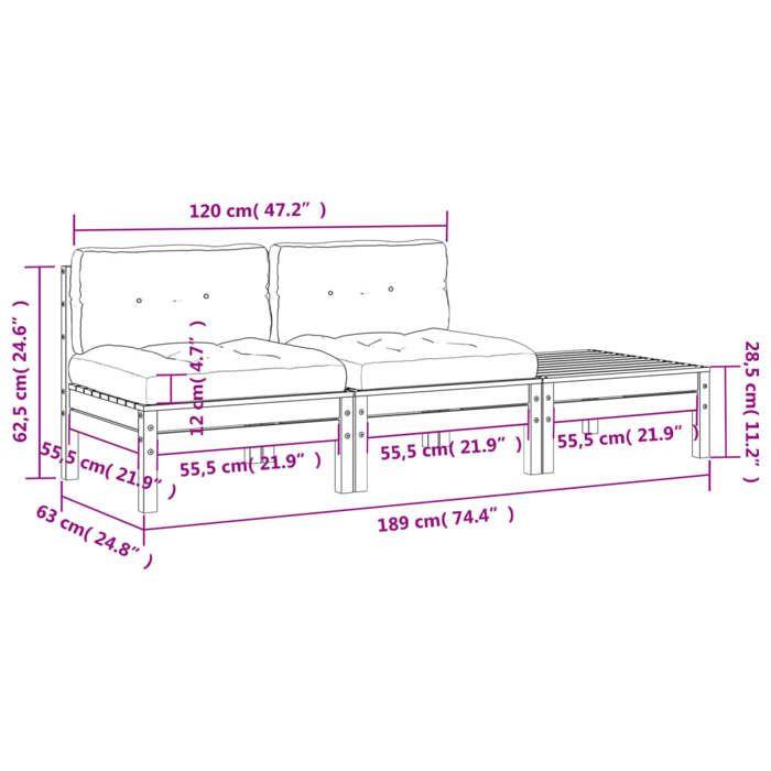 VidaXL Garden Sofa with Cushions and Footrest 2 Seater, Seat with Backrest, Patio Terrace Backyard Furniture 838182