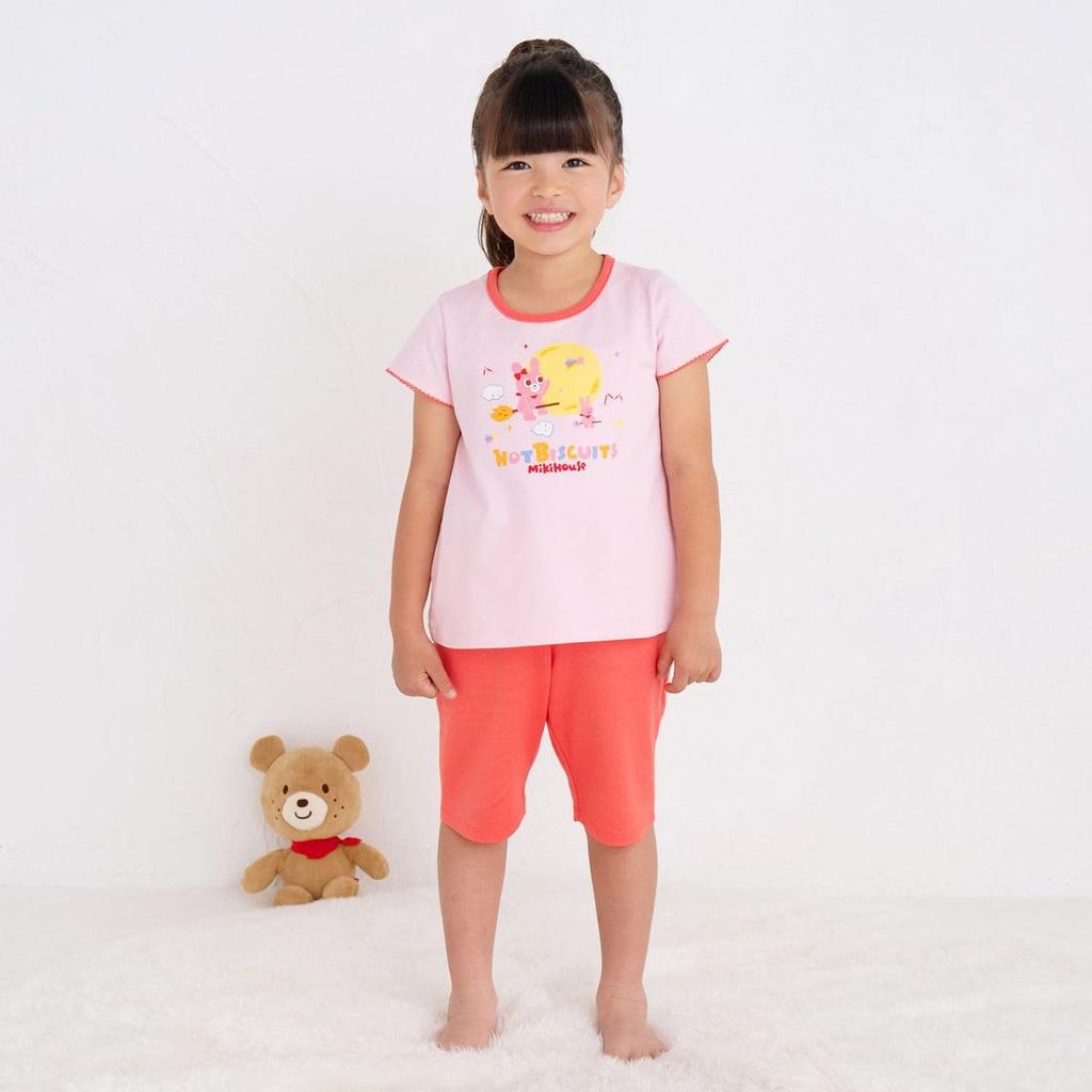 MIKIHOUSE HOT BISCUITS Short Sleeve Loungewear Set for Boys and Girls, Pink, 90cm, Product Code: 72-7302-681