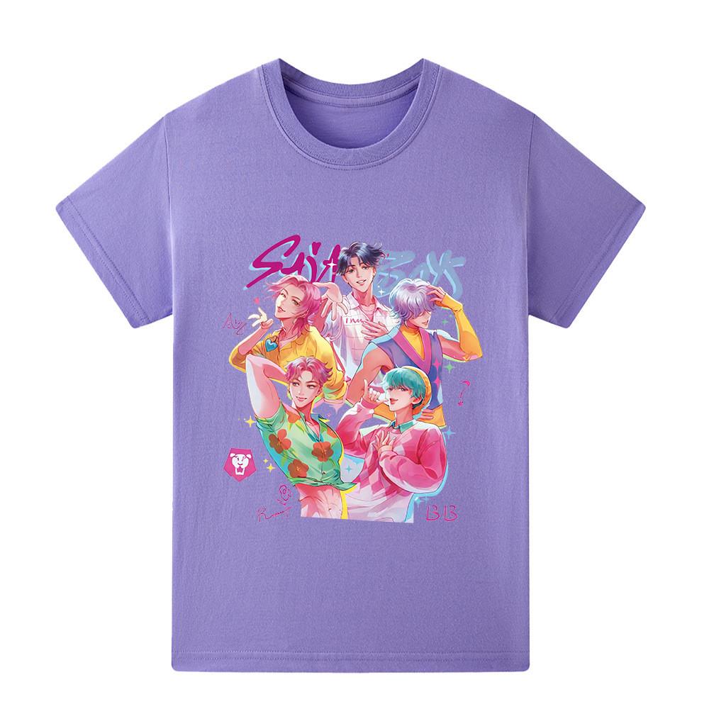 A1207 Kids Boys Girls Sajaboys Kpop Rumi Zoey Mira Print Short Sleeves T-shirt