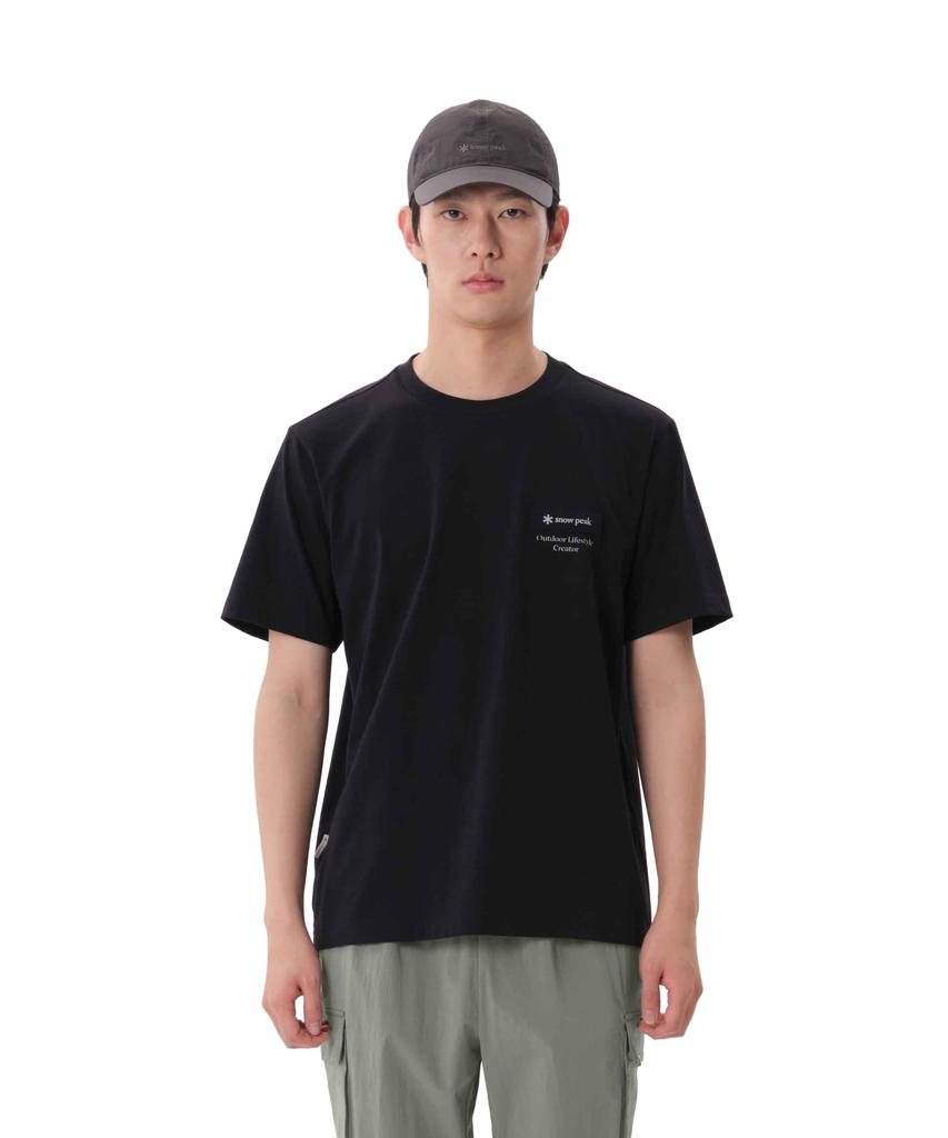 Snow Peak Aerocool W Patch Short Sleeve T-Shirt, XL, Black