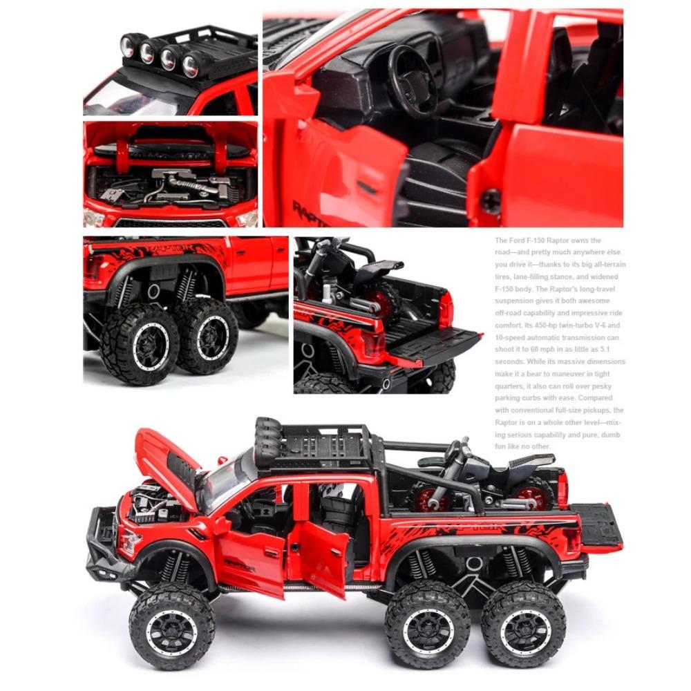 1/24 FORD Pickup Trucks for Boys F150 Raptor Diecast Metal Model Car with Sound and Light for Kids Age 3 Year and Up Blue