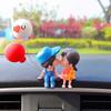 Car Decoration Cute Cartoon Couples Car Mirror Accessories Action Figure Figurines Balloon Ornament Auto Interior Dashboard Gift
