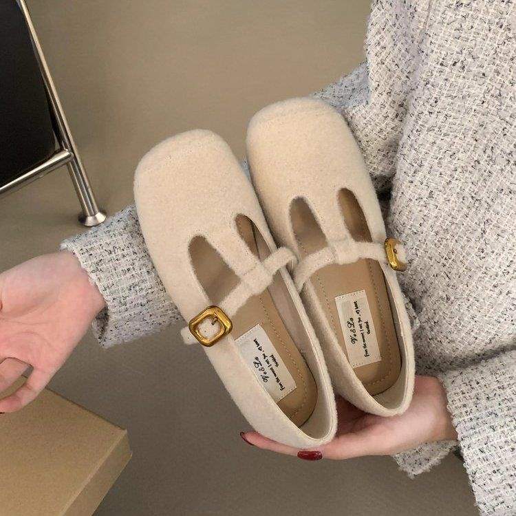 Retro Mary Jane Shoes Women's 2025 Autumn and Winter New French Temperament Ballet Single Shoes Square Head T with Soft Sole Evening Shoes