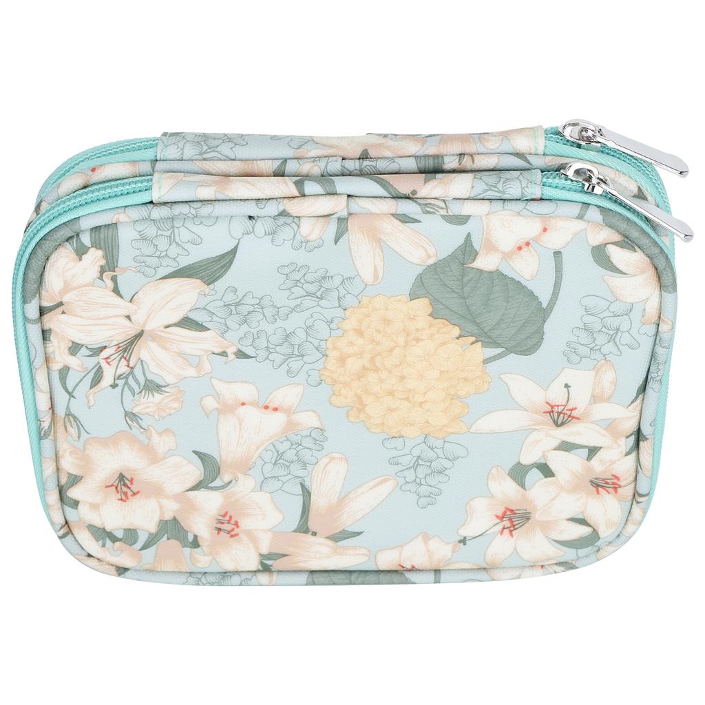 Crochet Bag Sewing DoubleSided Zipper HandMade Oxford Cloth Knitting Organizing Packet(Green Empty