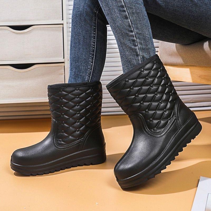 Fleece snow boots non-slip warm waterproof rain boots student boots EV integrated shoes laundry shoes