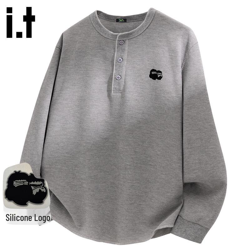 Fingercroxx Men s Henley Waffle Knit Long Sleeve T-Shirt 2XL