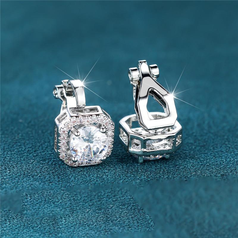 Женские милые маленькие белые красные цирконы круглые камни для женщин винтажные серебристый цвет кристалл свадебные клипсы серьги