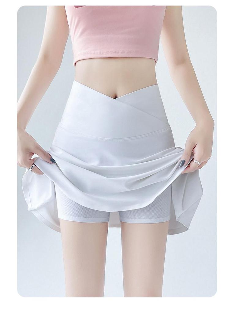 Women's Blue Yoga Tennis Skirt with Anti-Exposure Quick-Dry Shorts for Dance, Fitness, and Running 2026.