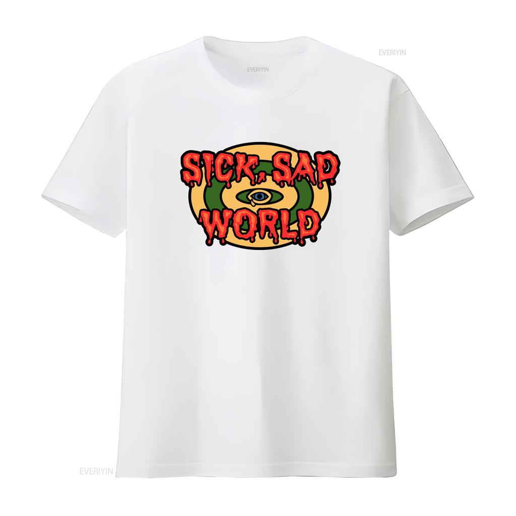 Sick Sad World T Shirt Unique Eye Design for Trendy Fashion Lovers vintage Washed Stretched Unisex Top For Everyday Wear