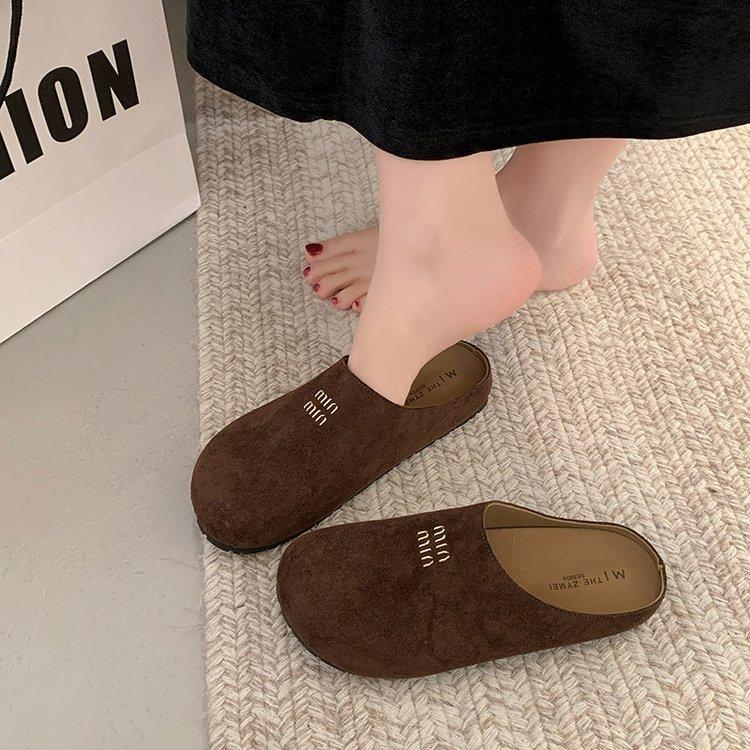 [Ushilai] French retro baotou one-pedal women's spring 2025 new outer wear casual versatile slippers