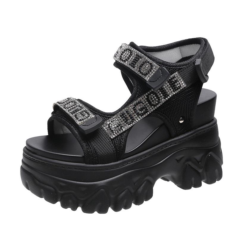Summer Women Sandals Black Chunky Platform Sandals Ladies Elevated Shoes Non-slip Thick Sole Sandal Women s Roman Style Sandals 35 чёрный