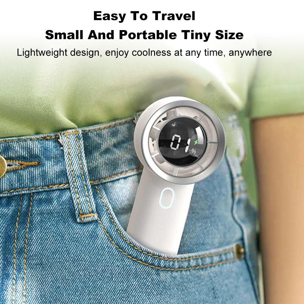 Tragbarer Handheld-Turbo-Ventilator Kleiner Tisch-Taschenventilator mit 100 Geschwindigkeiten Stufenlose Einstellung USB