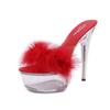 2025 Hairy Sexy Super High Heel Shoes 15CM Thin Heel Platform Slippers Transparent Crystal Shoes Wedding Shoes Women's Slippers