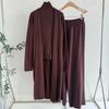 Outono e inverno feminino plus size temperamento preguiçoso tricô terno sem mangas colete suéter cardigan calça terno