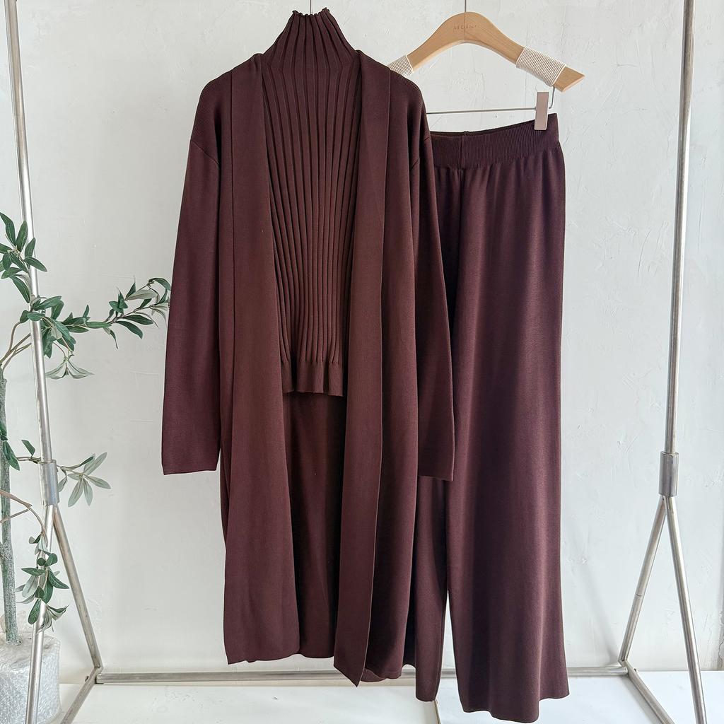 Outono e inverno feminino plus size temperamento preguiçoso tricô terno sem mangas colete suéter cardigan calça terno