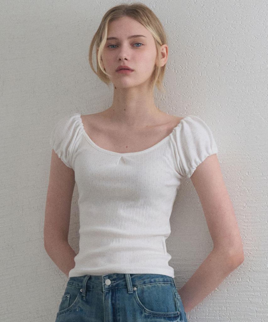 HAINT Sophie 2Way Shirring Top_3Col Ivory,Light Blue,Red