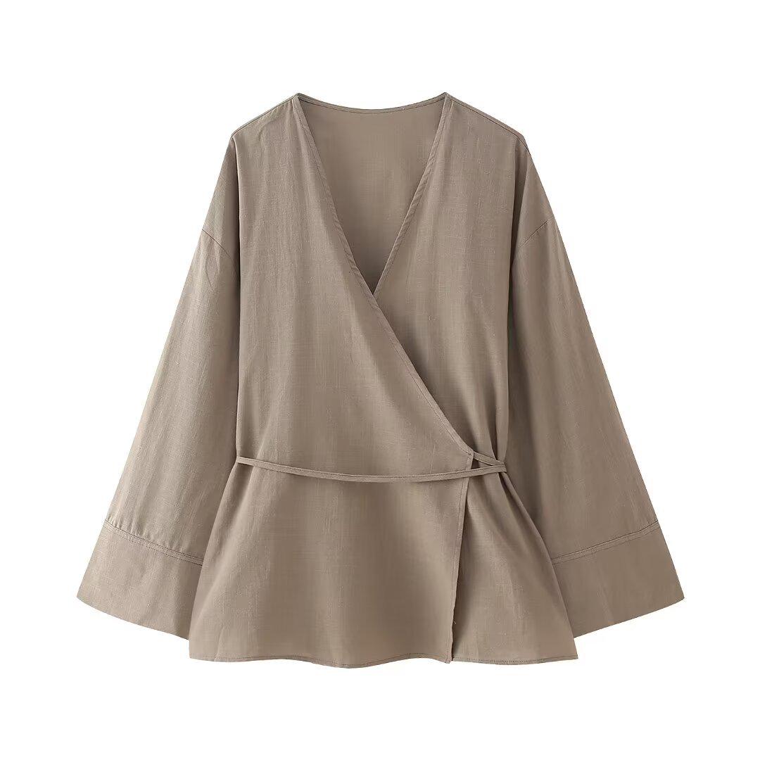 

Летний женский двубортный комплект в стиле кимоно и прямые брюки 2024 года Extra Small