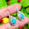 Natural Santa Rosa Turquoise Gemstone 925 Sterling Silver Earring 1.65" A7m24