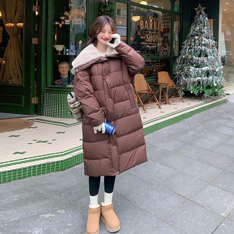 

Yi Xi 2024 Women s Long Winter Down Jacket with Thick Lambskin Collar S [85-105 jin]