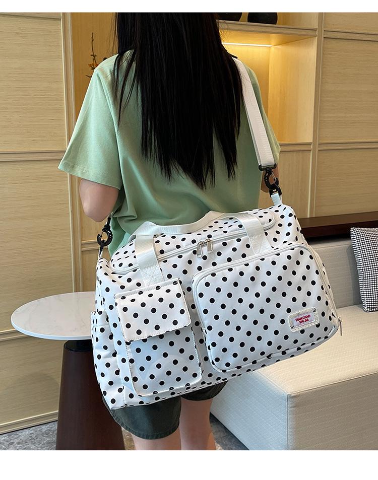 Stylish Polka Dot Travel Bag: Large Capacity, Wet/Dry Separation, Ideal for Business Trips & Fitness