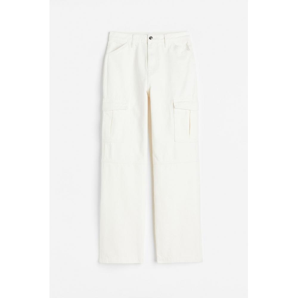 

H M 90s Baggy HigH Waist Cargo Jeans wHite