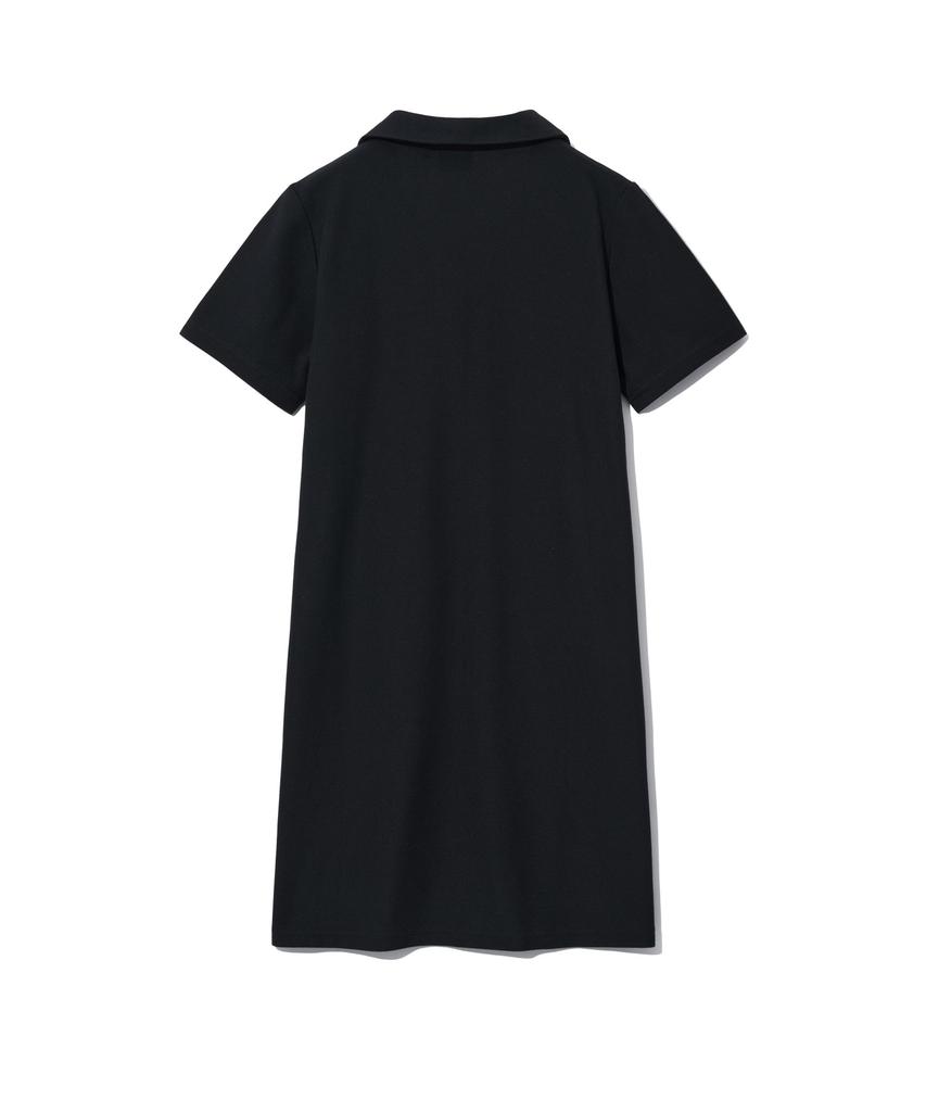 YALE [Cool] Women'S Quick Dry Pique Slit Neck Dress Black