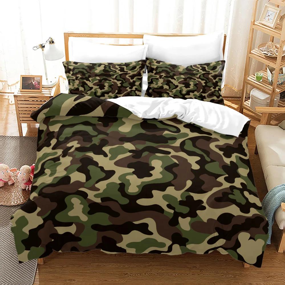 3PCS Single-sided Printed Series Camouflage Russian Printing Duvet Cover BeddingSet Comfortable Breathable Sheet  Comforter