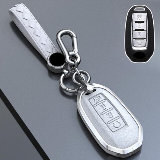 Zinc Alloy Leather Car Remote Key Fob Case Cover Bag For Infiniti QX50 QX60 QX80