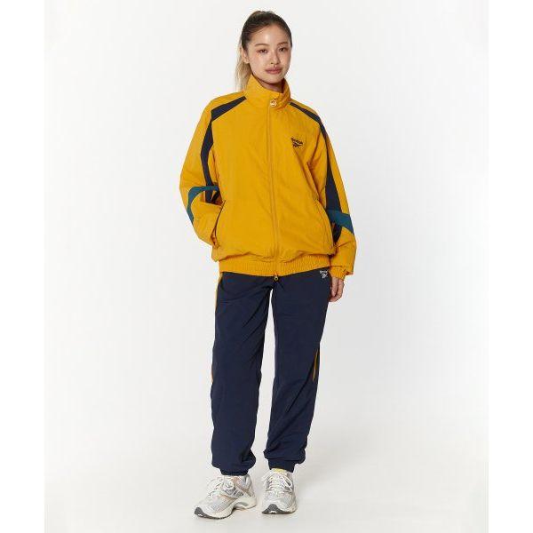 Reebok Legend Warm Up Outdoor Casual Sports Zip Collar Windbreaker Unisex Outerwear Yellow Dark-Blue REJU4EJ13Y3
