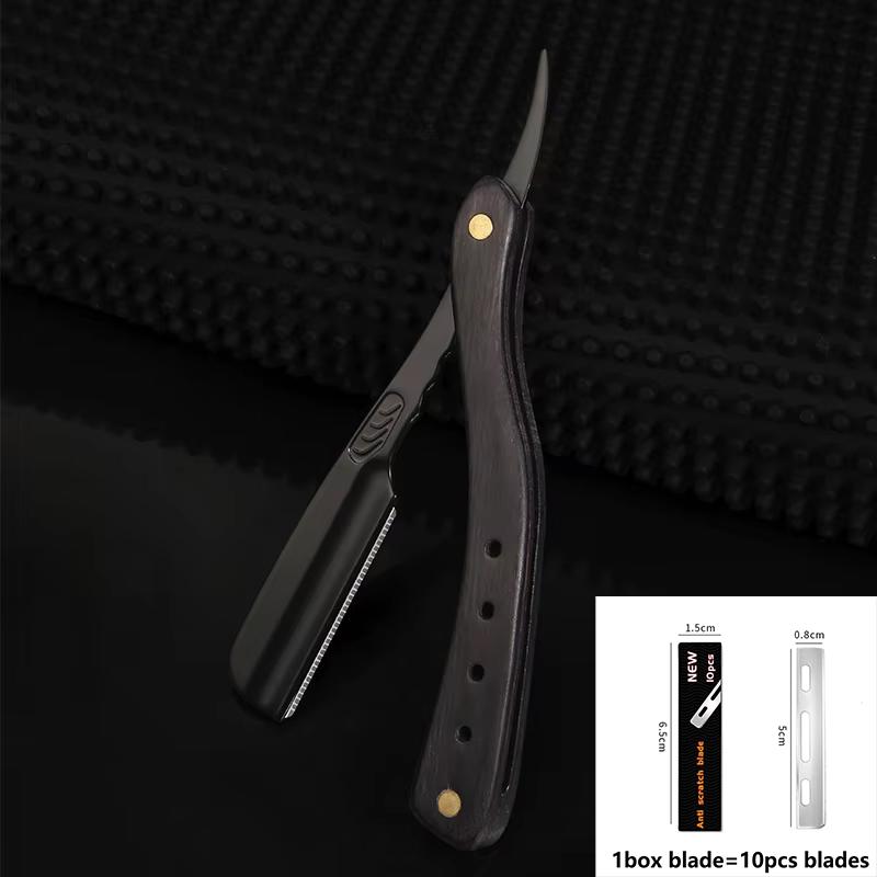 1 buc Aparat de ras manual profesional cu lamă dreaptă, cu muchie dreaptă, din oțel inoxidabil, ascuțit, pentru frizerie, pliabil, pentru ras, tăietor de barbă cu lamă