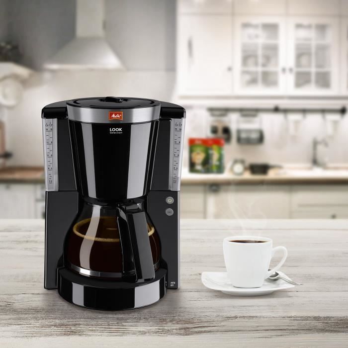 Cafetière filtre Melitta 1011-04 - Fonction AromaSelector®/Système anti-gouttes - Noir/Acier brossé