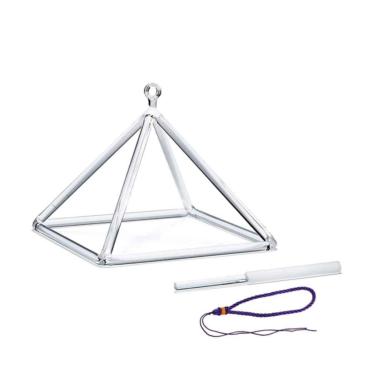 Hye-eun 3-9inch Clear Crystal Singing Pyramid Musical Instruments Sound Energy Healing Relaxation Yoga Meditation 3inch Pyramid