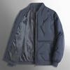 Men Baseball Jacket Stand Collar Long Sleeve Solid Color Zipper Placket Coat Thickened Down Cotton Outwear