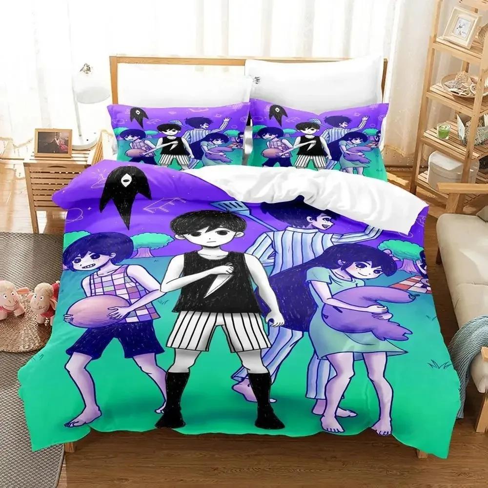 Přikrývka Kawaii Omori Povlečení Tištěná Sada Povlečení Na Postel Měkké Velikost Queen King Ložní Prádlo Domácí Anime Prostěradlo
