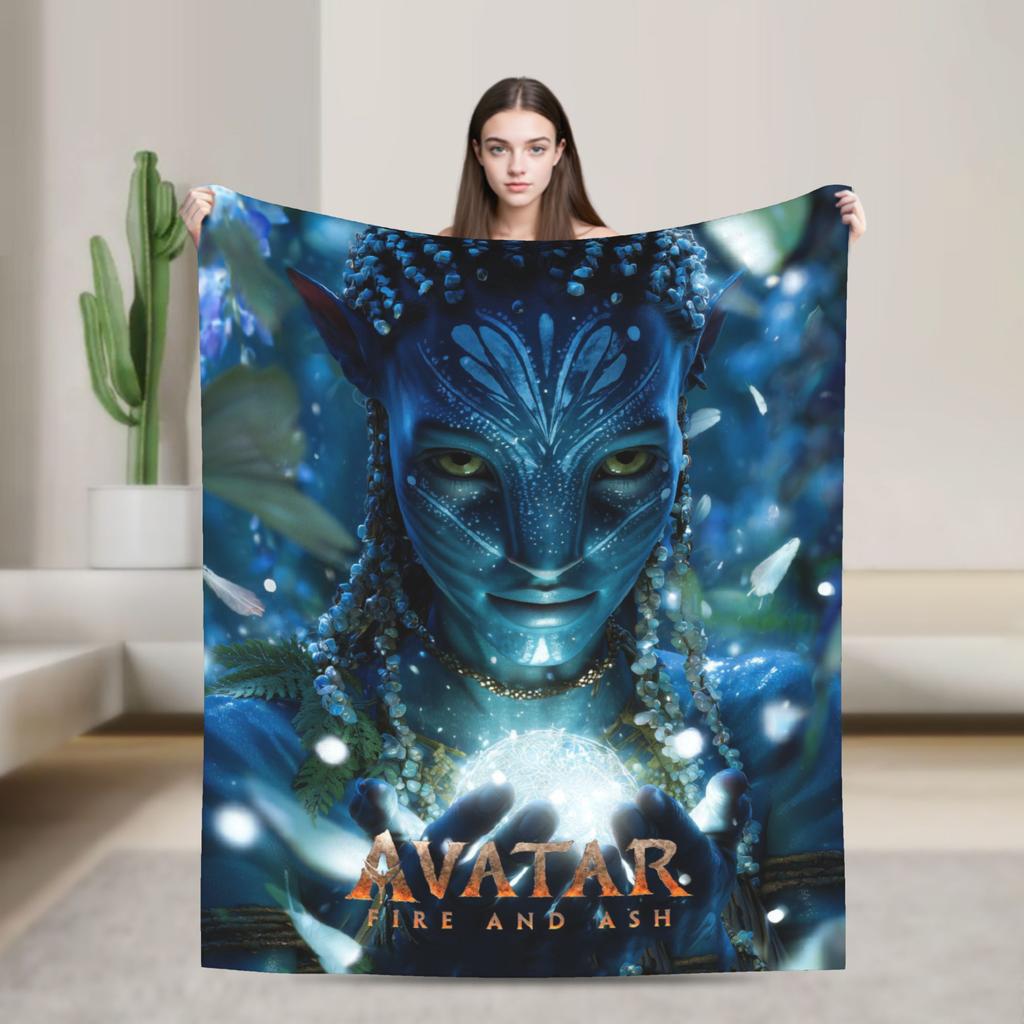 Avatars Blue Na'vi Neytiri Poster Bedding Throws Soft Comfy Blanket For Couch Chair Plane Travel Flannel Bedspread Bed Cover