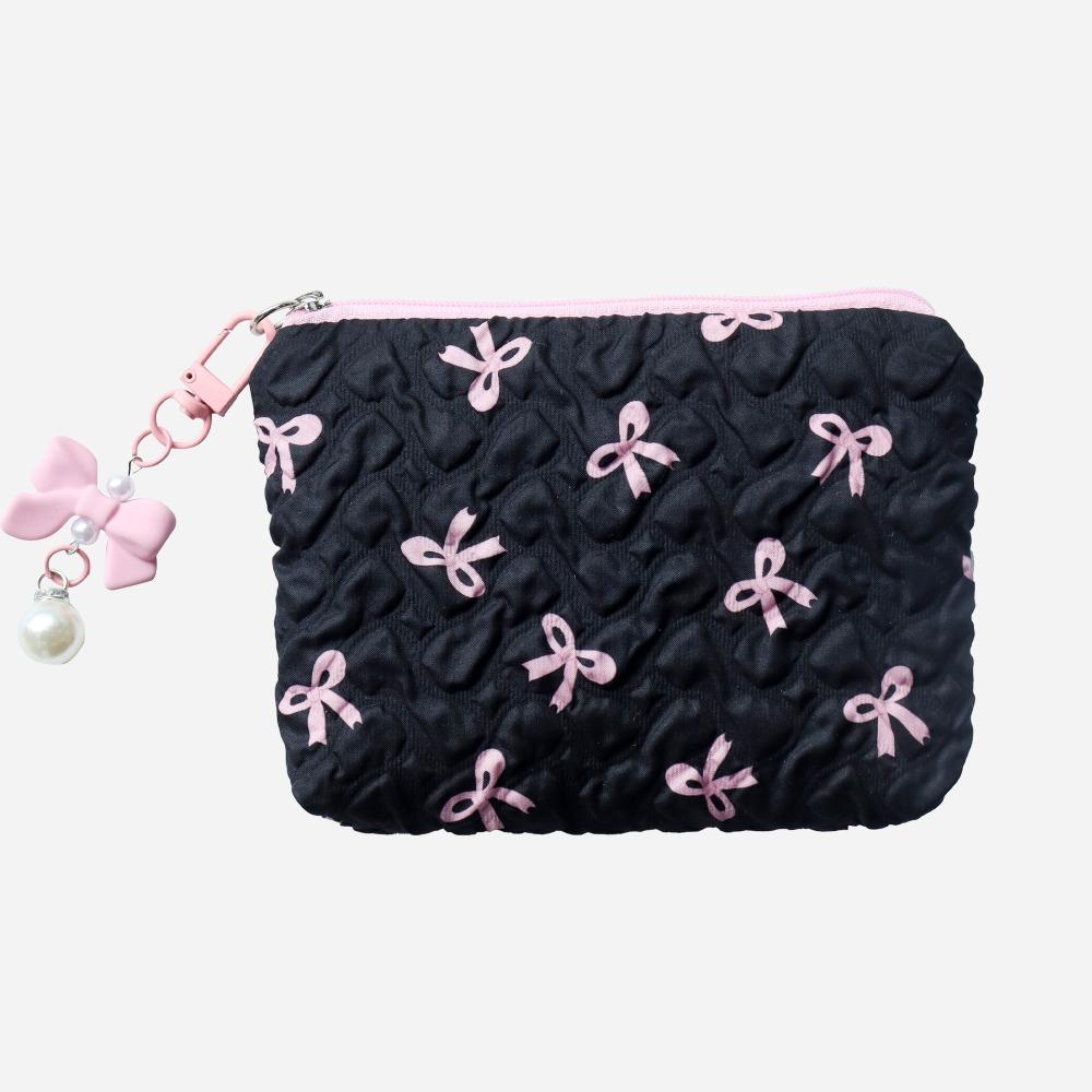 Fashion Bowknot Print Bow Makeup Bag Large Capacity Storage Pouch Cosmetic Bag Toiletry Bag Travel