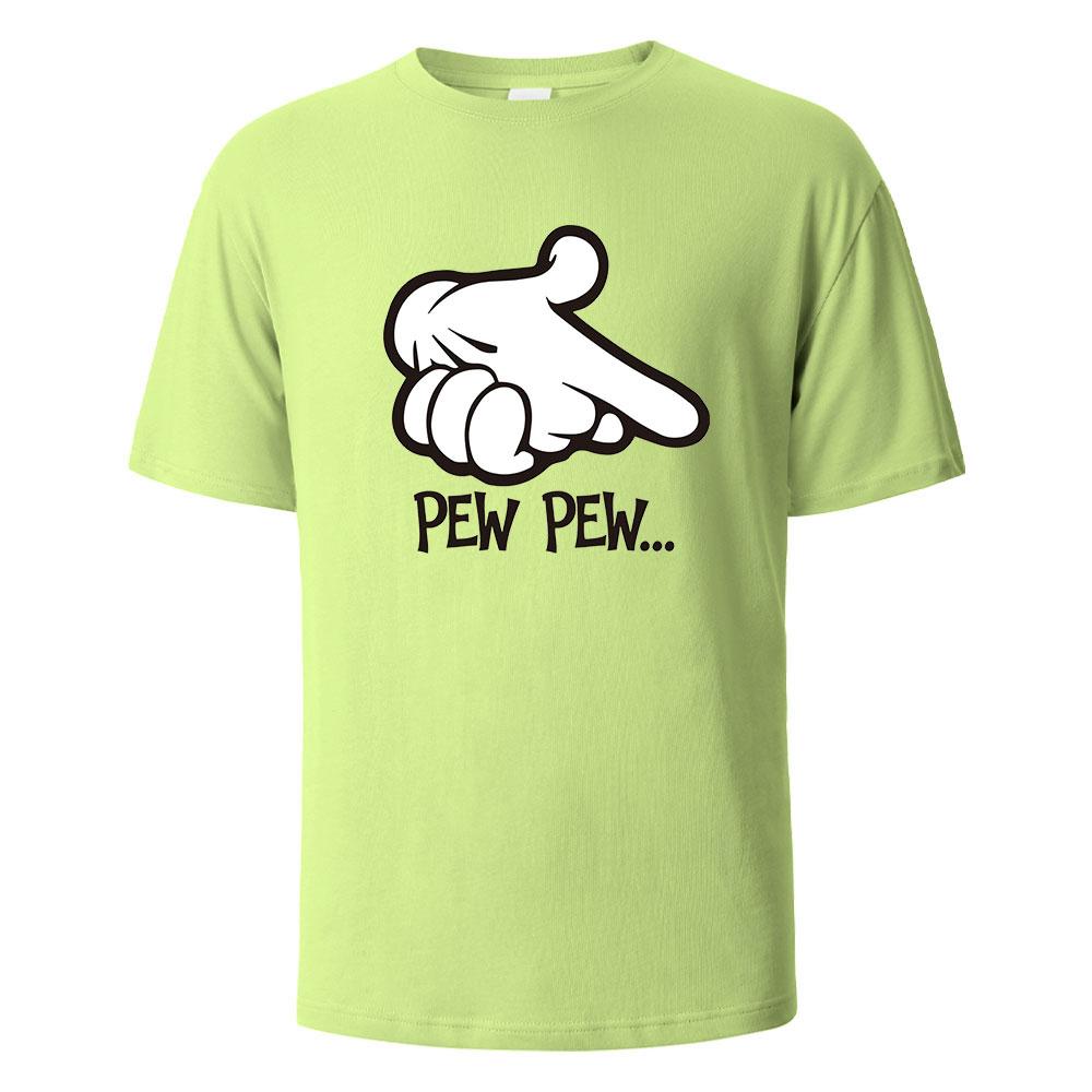 Pew Pew Print TShirt 100 Cotton Summer Tees For Men Women Oversize Casual Tops