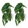 2PCS Artificial Water Plant Simulation Vine Lifelike Plastic Leaves Decoration with Suction Cup for Fish Tank