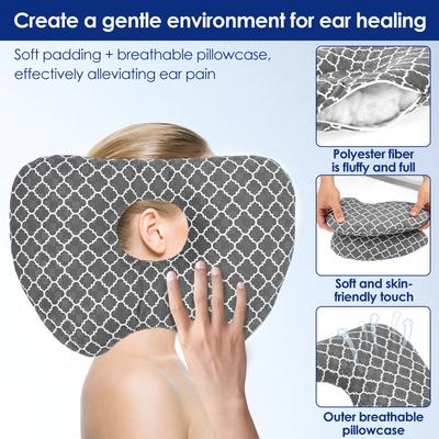 Ear Piercing Pillow for Side Sleepers Protective Ear Pain Relief Inflammation Pressure Sores Donut with Ear Hole Comfortable