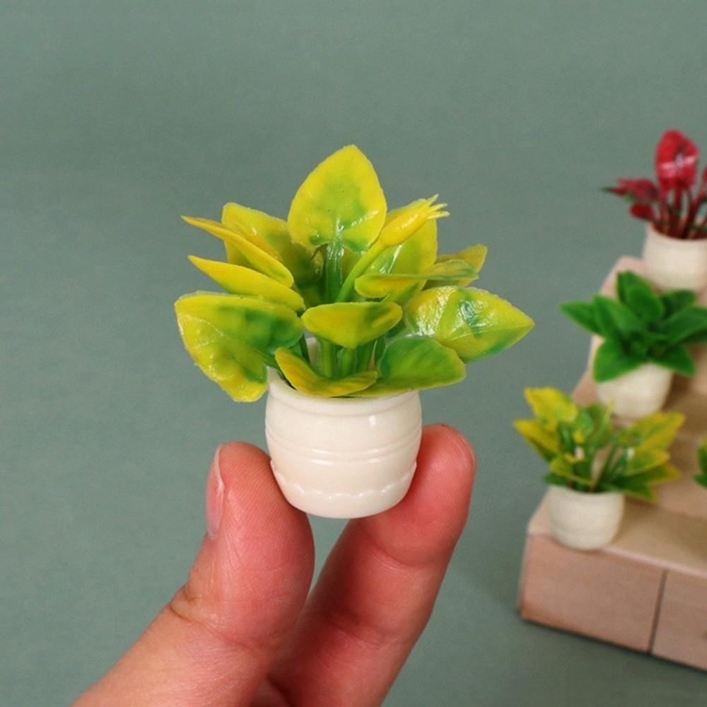 5pcs Plastic 1:12 Dollhouse Miniature Plant Green Luo Plant  Outdoor Doll House Model Accessories