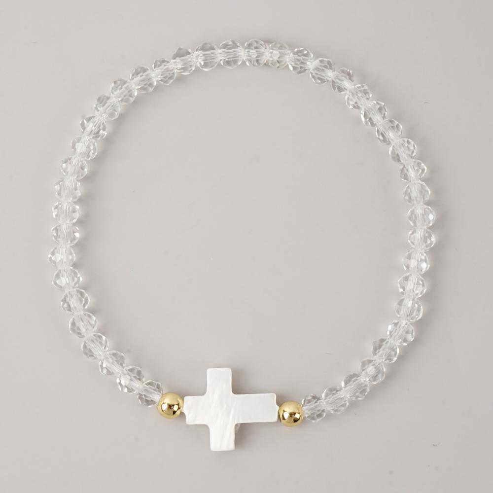 Go2boho Crystal Beaded Bracelets Healing Luck Shell Cross Boho Elastic Stretch Handmade Jewelry For Women Men Fashion Gifts