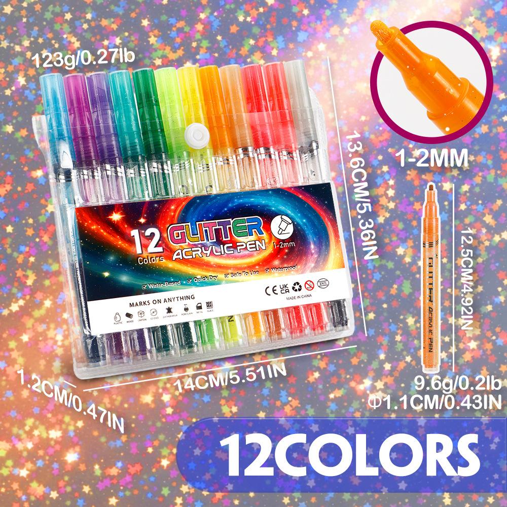 24-Color Glitter Marker Set DIY Journaling and Art Set for Students and Greeting Cards