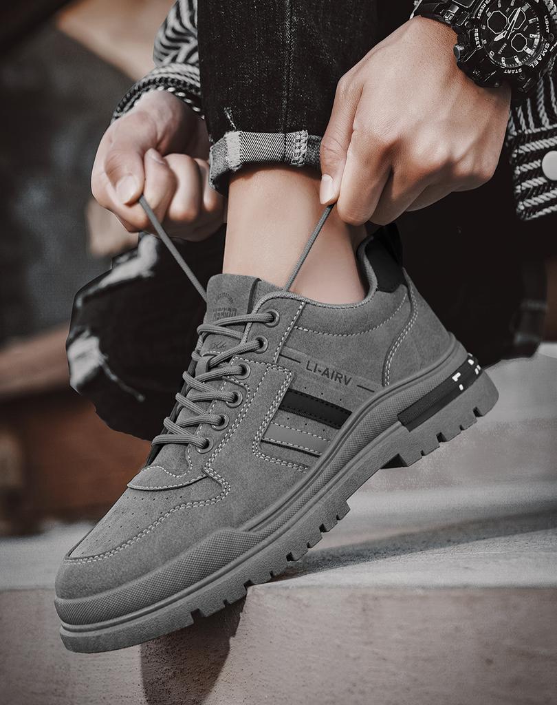 Mode 2025 Neu Frühling Herbst Herren Retro Arbeitssneaker Dicke Sohle Rutschfest Sicherheitsschuhe Langlebiges Schuhwerk für Arbeit Tägliches Pendeln Schuh