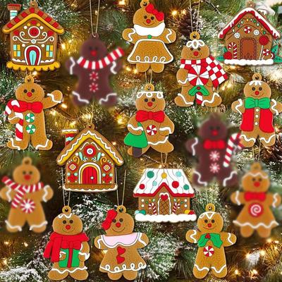 16/32 Stück Weihnachten Holzanhänger Lebkuchenmann Weihnachtsbaum Hängende Ornamente Heimparty Weihnachtsdeko Navidad Neujahrsgeschenke