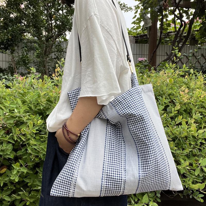Simple Striped Women's Shoulder Bags Large Capacity Ladies Beach Tote Travel Bag Casual Portable Female Handbags Shopping Bag