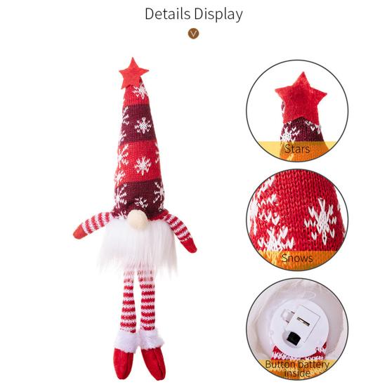 Pandantiv Gnom de Crăciun cu Lumini LED Alb Cald Barbă Lungă Gnom de Crăciun Decor de Masă pentru Casă