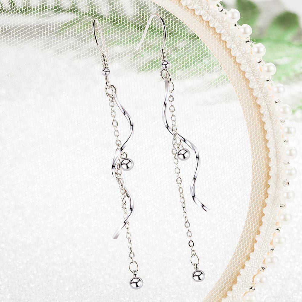 Wavy Beauty Style Exaggerated Tassel Chain Mid-length Ear Hooks Earrings