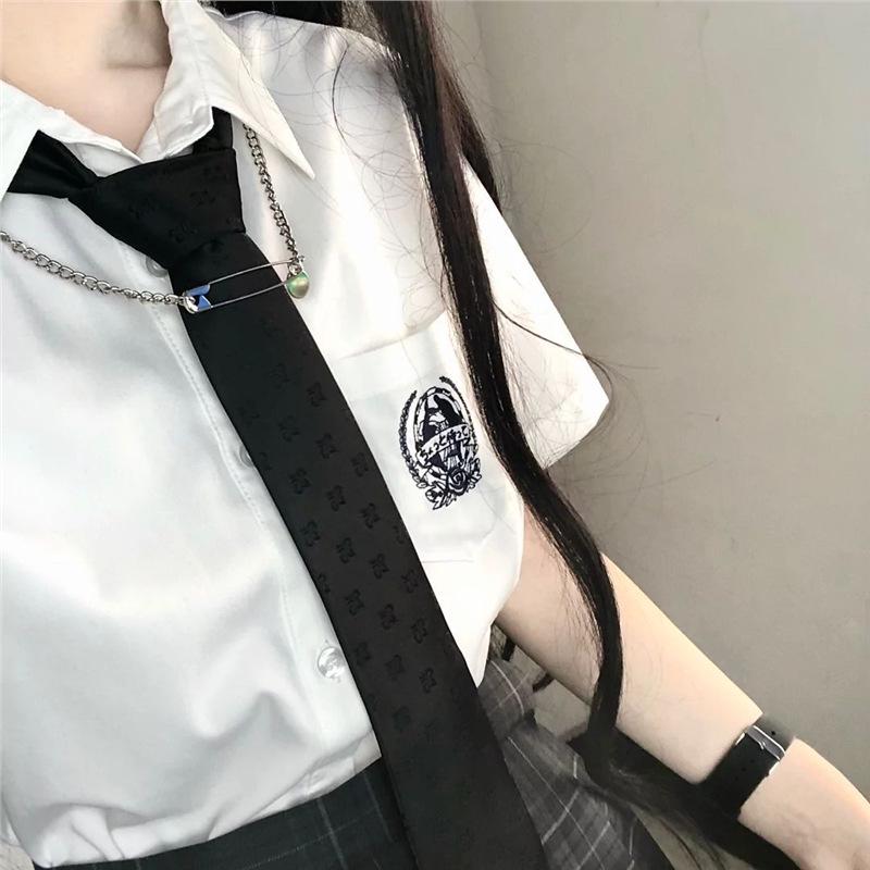 2024 Summer College Style Japanese Embroidery White Shirt for Girls – Short Sleeve JK Uniform